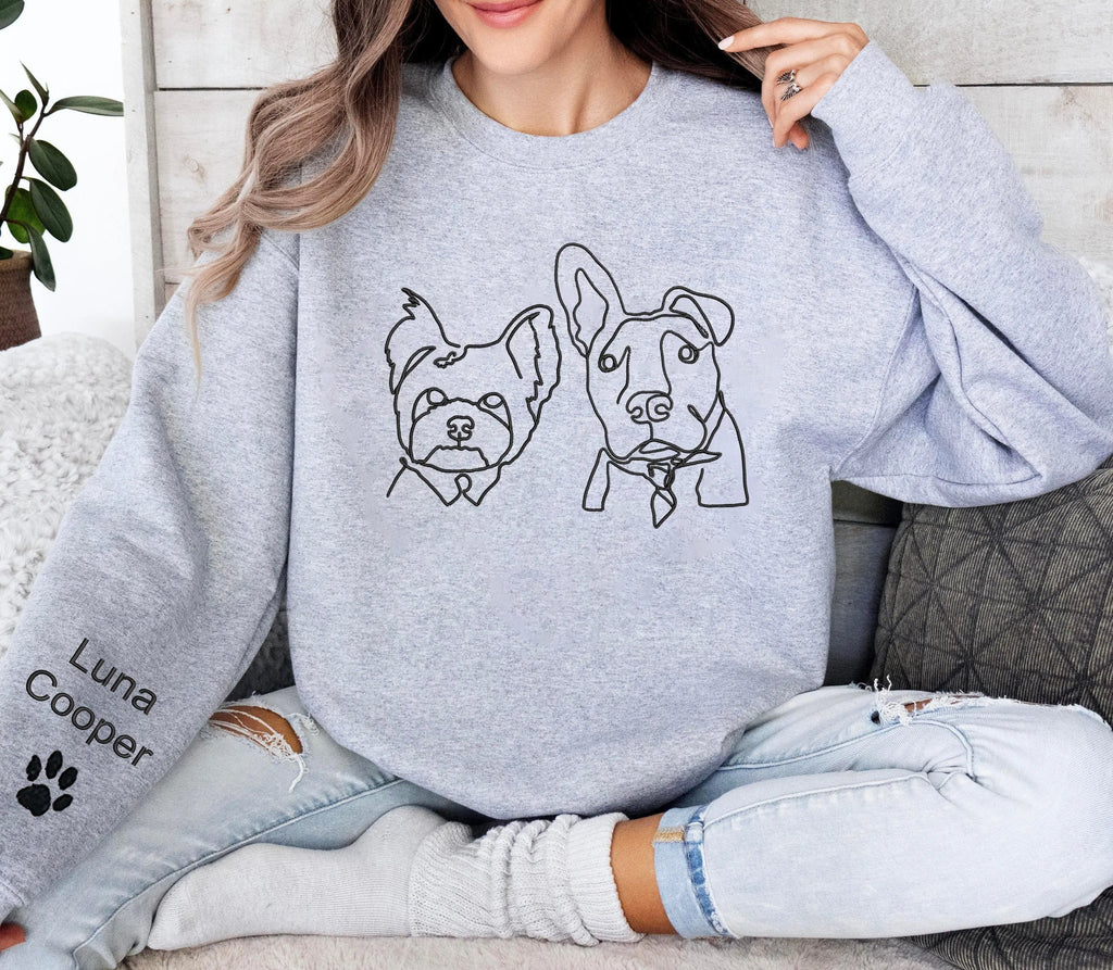Personalized Embroidered Dog Hoodie, Custom one-line Pet Sweatshirt- Stylish Outline Style