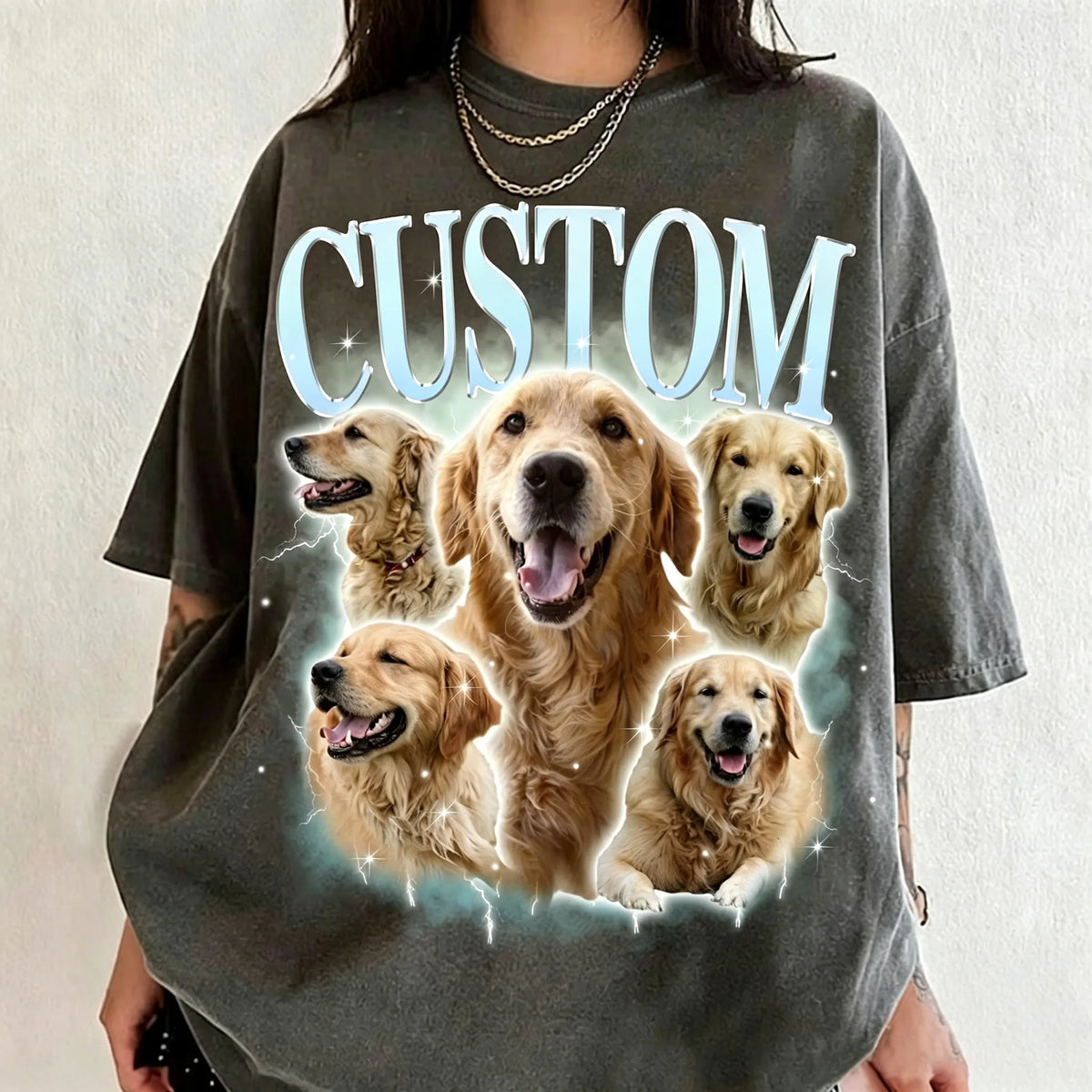 Custom Pet Vintage Bootleg T-Shirt, Retro Personalized Pet Photo + Name Shirt