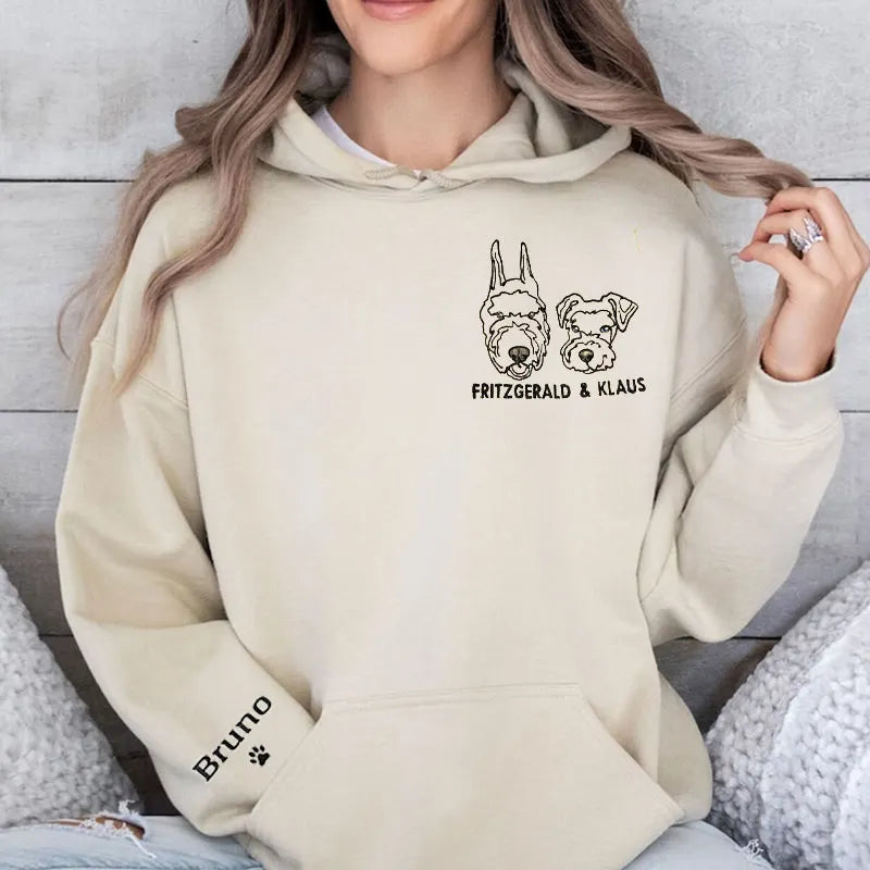 Personalized Pet Embroidered Center Sweatshirt- Stylish Outline Style