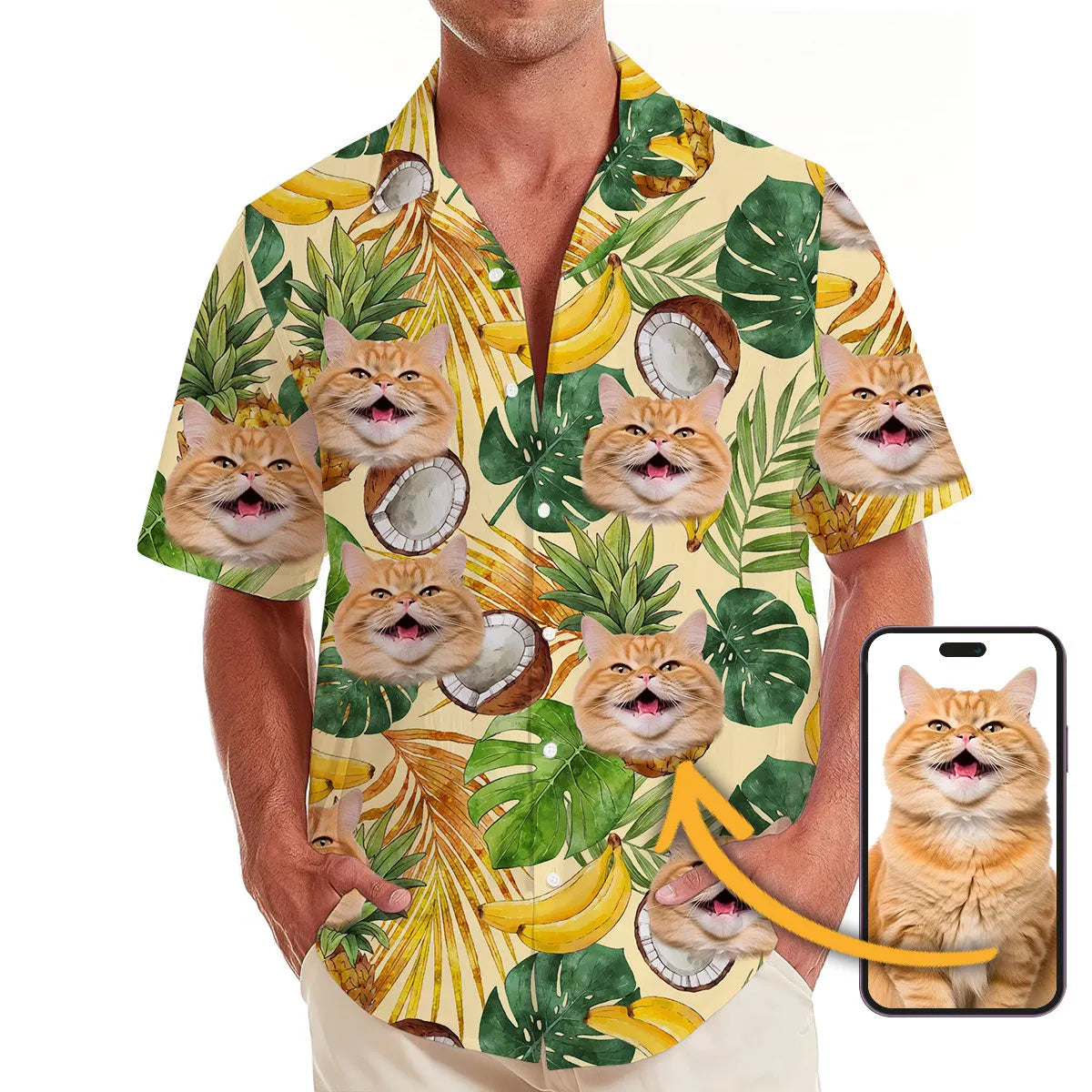 Coconut Bud Shirt - Personalized Custom Cat Photo Hawaiian Shirt Beach Shorts Set