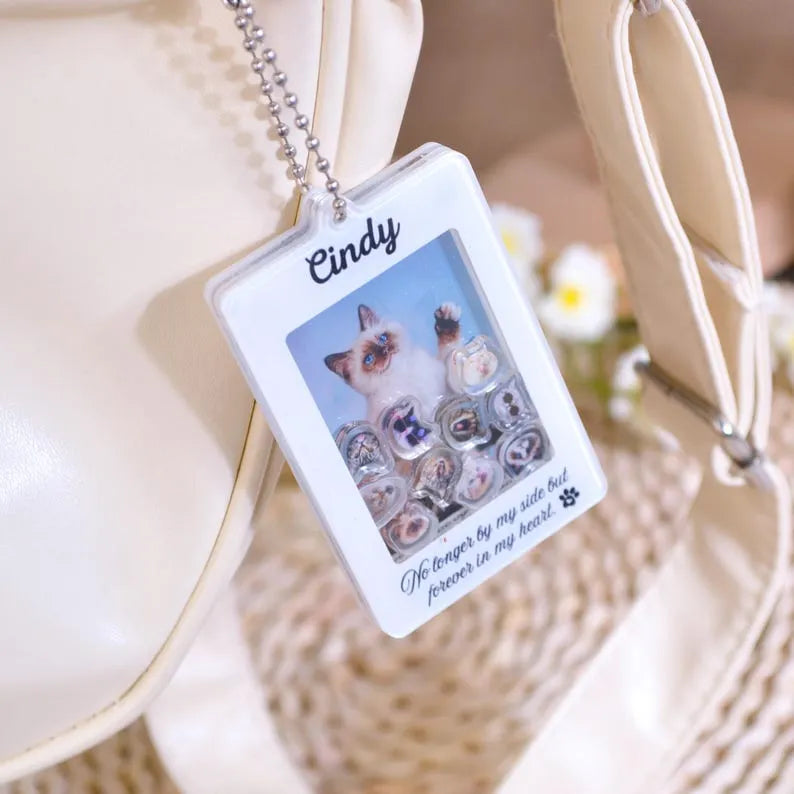 Personalised Pet Portrait  Keychain, Pet Shaking Charms, Pet Memorial Keychain