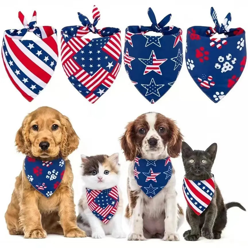 Custom Name Patch Dog Bandana, 4th of July Bandana, Patriotic Dog Gifts, Pet Lover Gift