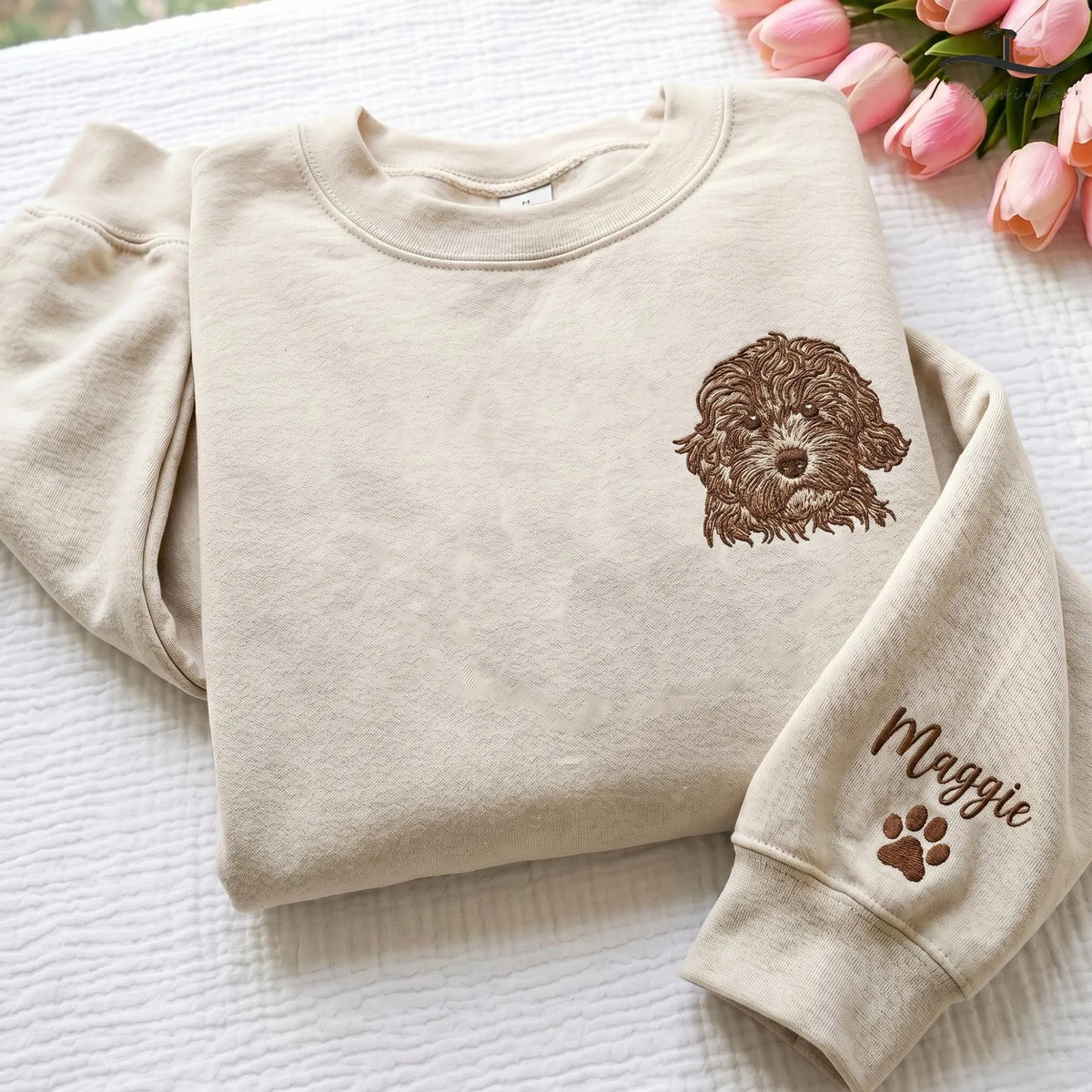 Custom Dog Embroidered Shirt From Photo, Minimal Portrait Shirt - Stylish Outline Style