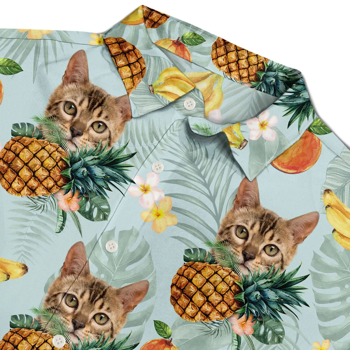 Custom Photo Funny Family Pet Face Tropical Fruit Personalized Custom Hawaiian Shirt