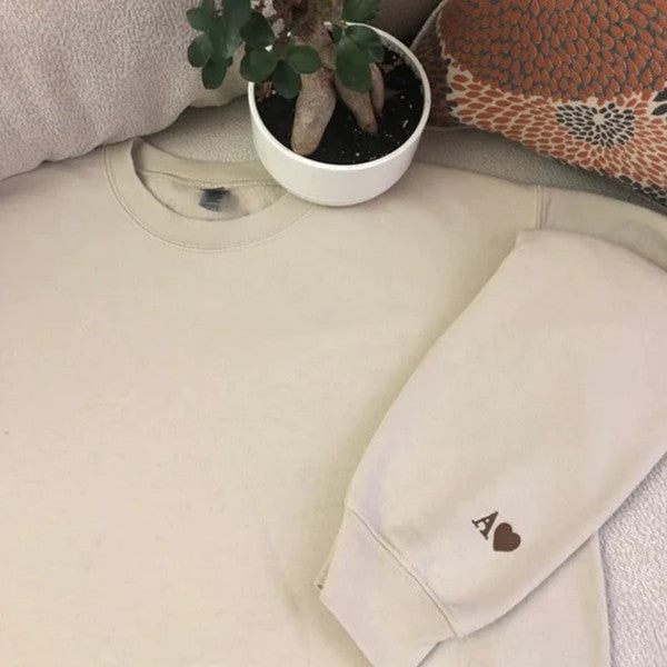 Custom Embroidered Roman Numeral Sweatshirt, Couple Shirt, Date on Sleeve, Anniversary Year, Personalized Date Hoodie