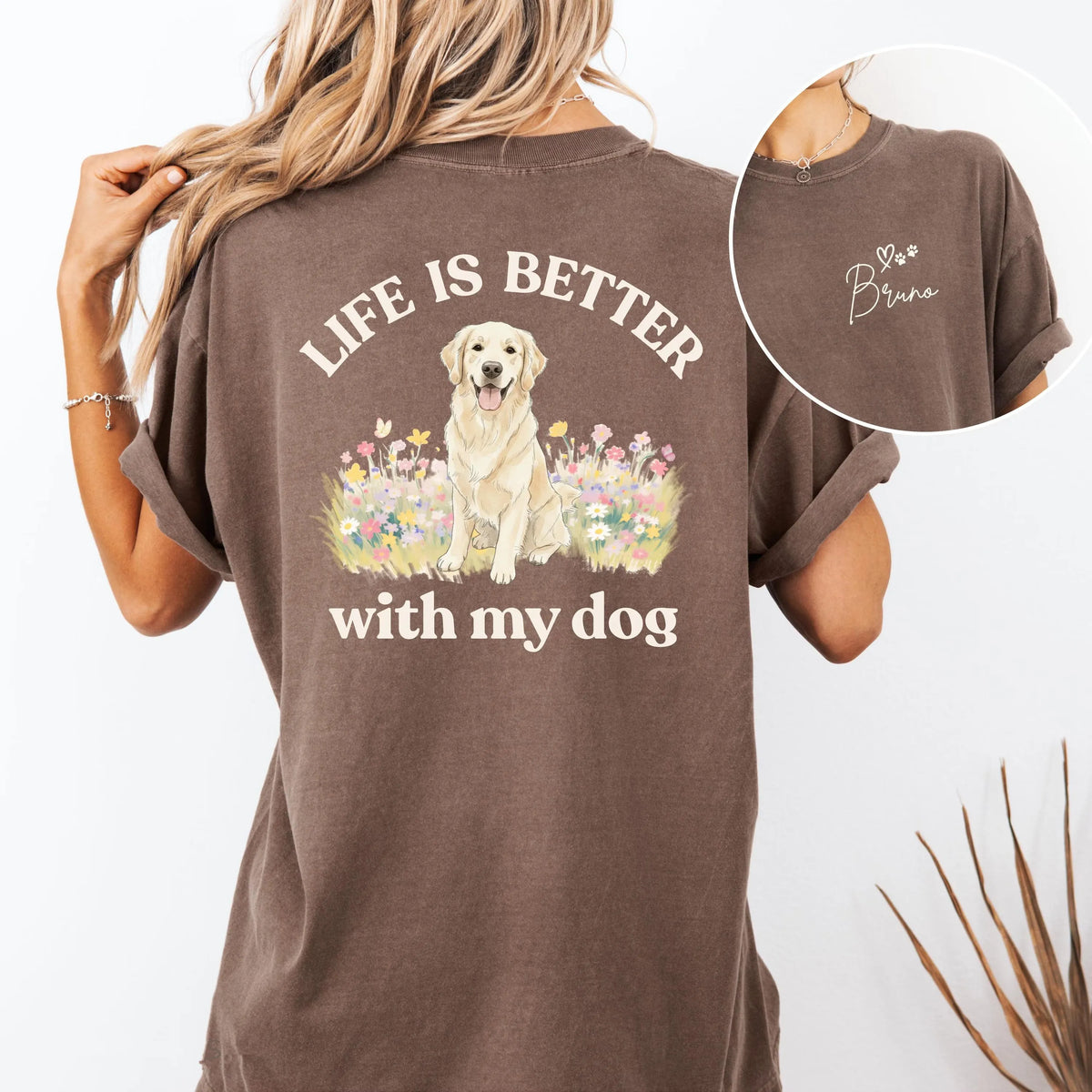 Life Is Better with My Dog Custom Dog Photo Tee, Dog Mom T-shirt