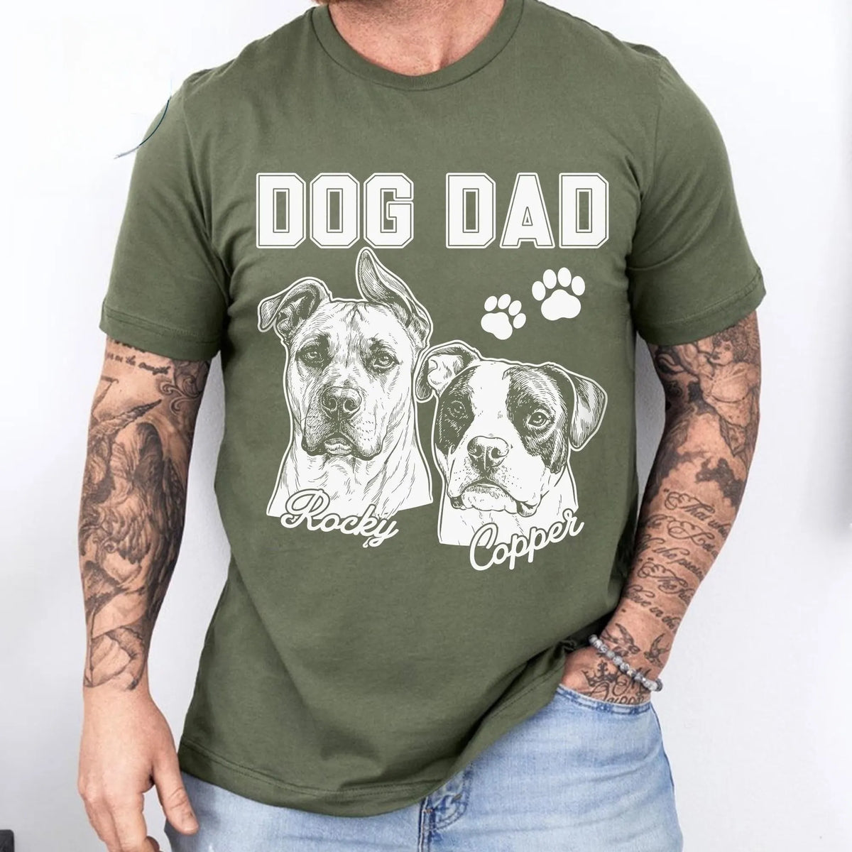 Custom Dog Dad Photo T-shirt, Dog Photo Shirt for Dog Dad
