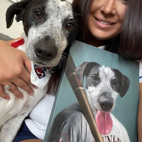 The Baseball Player - Custom Pet Portrait Canvas Frame