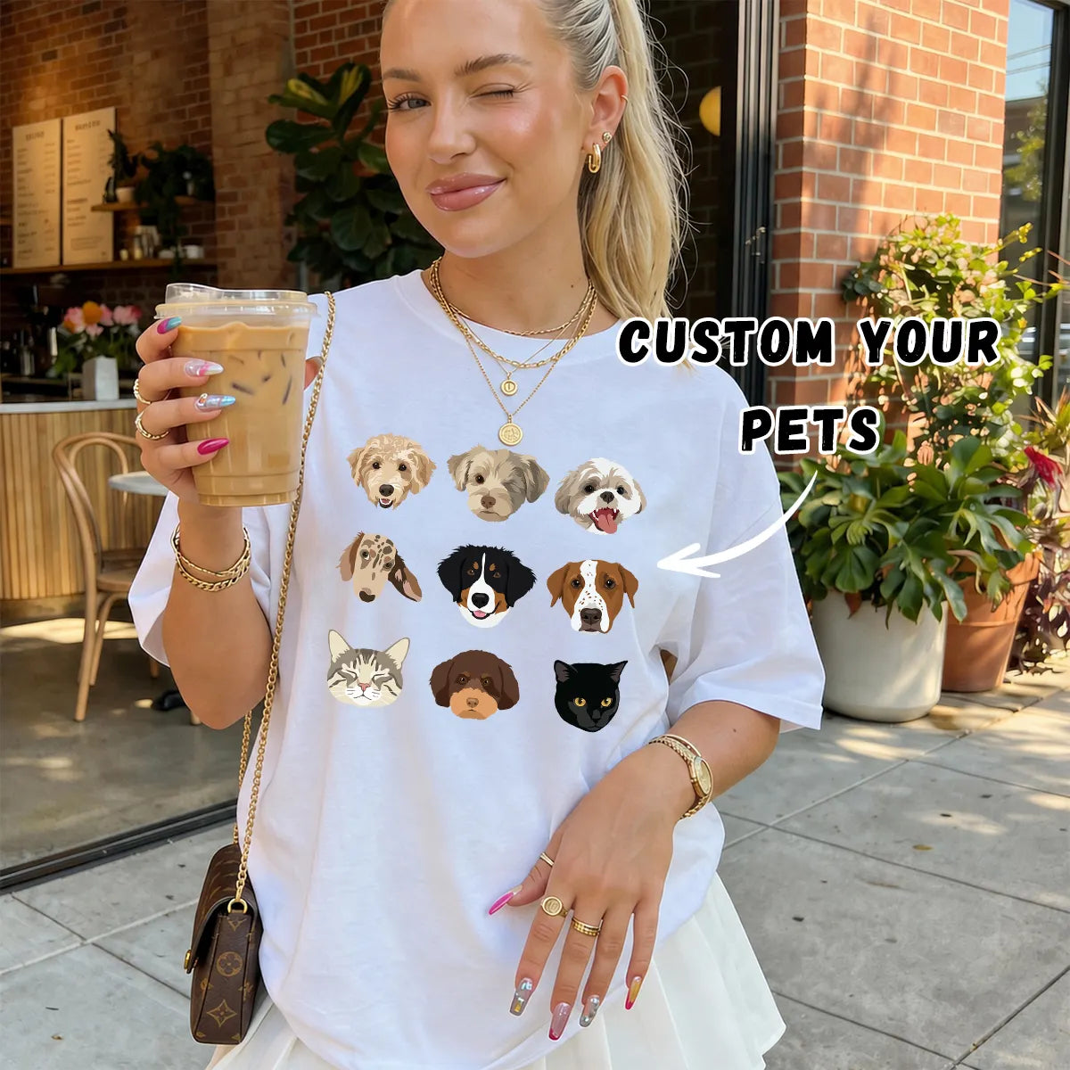 Custom Pet Illustration Graphic T-Shirt – A Wearable Work of Art Featuring Your Pets