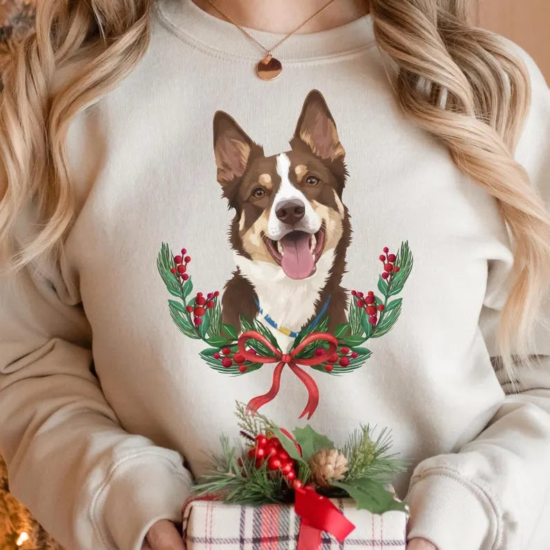 Custom Pet Christmas Sweatshirt from photo, Custom Dog Sweater Crewneck