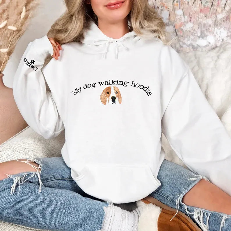 PetFiestas® This Is My Dog Walking Hoodie Sweatshirt T-shirt, Custom Pet Portrait Embroidered Sweatshirt Hoodie- Colorfu