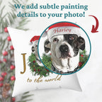 Personalized Dog Christmas Pillow, Custom Joy to the World Dog Pillow, Christmas Cushion Gift