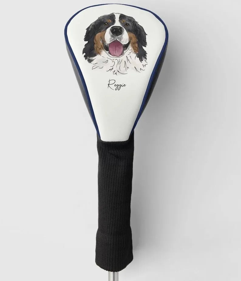 Custom Dog Portrait Golf Head Cover, Personalized Golf Gift