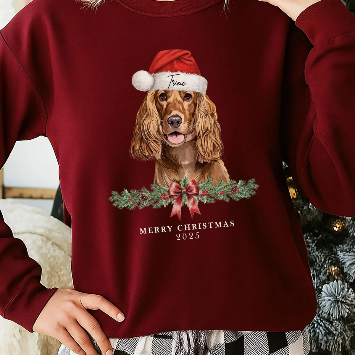 Personalized Pet Photo & Name Christmas Sweatshirt – Custom Dog or Cat Xmas Shirt