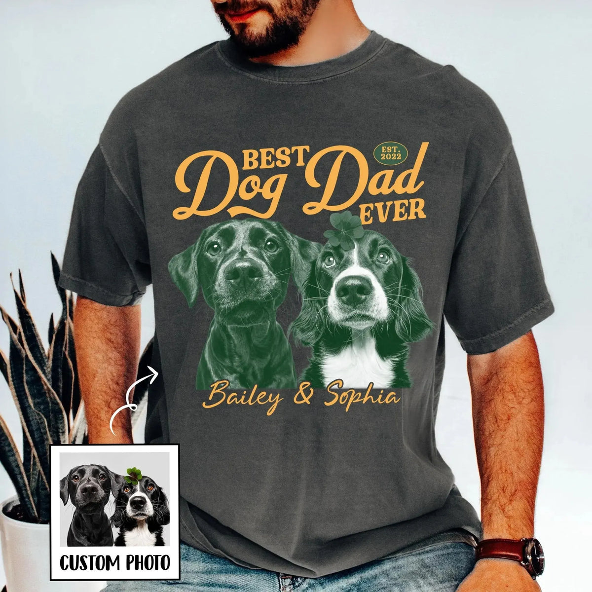 Personalized Photo Best Dog Dad Ever Shirt, Custom Name Dog Tee