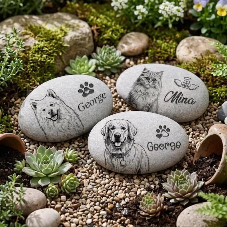 Personalized Pet Memorial Garden Stone, Personalized Pet Sympathy Pebble, Pet Memorial Gift