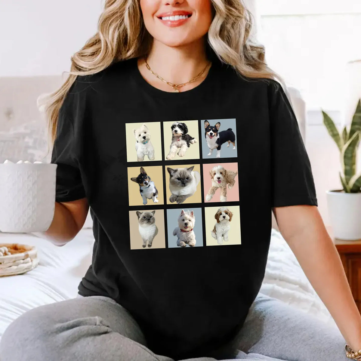 Pet Family Custom Cat Dog Photos Shirt, Personalized Photo Collage Tee Sweatshirt
