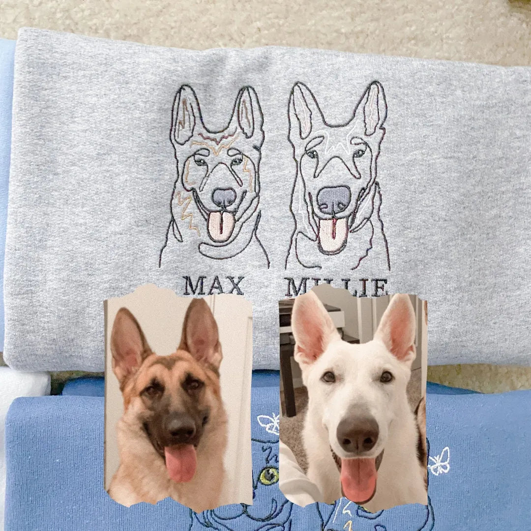 Personalized Custom Embroidered Pet Sweater Sweatshirt Custom Portrait Photo Outline Hoodie