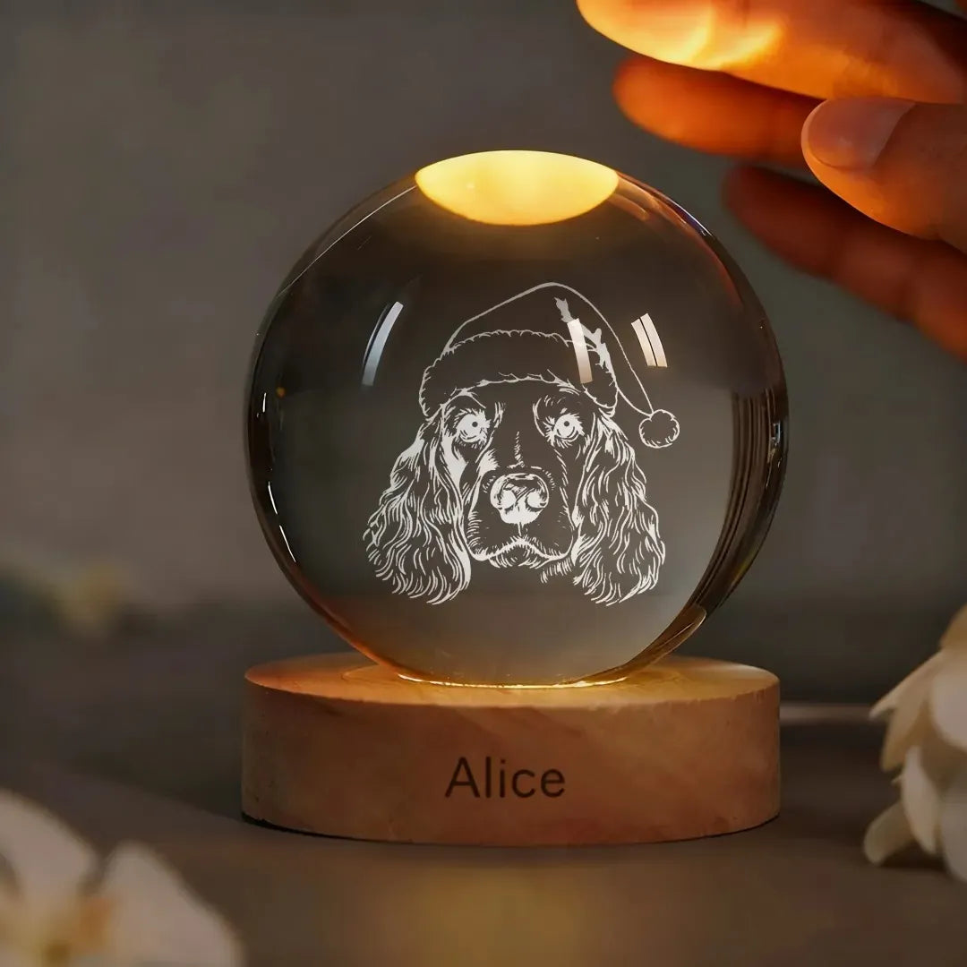 Personalized 2d Photo Engraved Crystal Ball - Custom Pet, Baby, Family Picture Glass Sphere