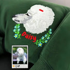 Custom Full-Color Pet Portrait Sweatshirt, Personalized Dog Embroidered Hoodie with Floral Design- Colorful Design