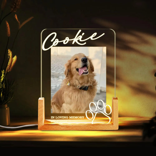 "Love Never Fades" Pet Memorial LED Night Light with Custom Text