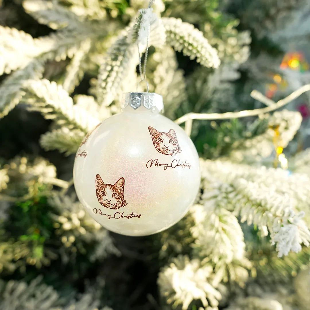 Custom Pet Portrait Line Drawing Style Christmas Ornaments Christmas Tree Balls