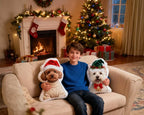 Custom Christmas Pet Photo Pillow, Personalized Christmas Dog Cat Portrait Cushion