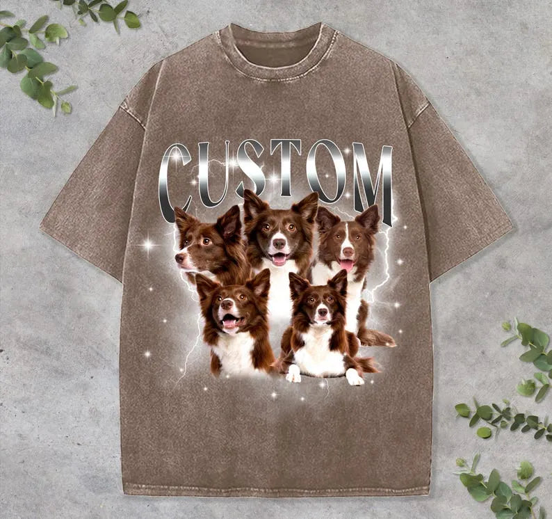 Custom Pet Portrait T-Shirt: Retro 90s Graphic Tee