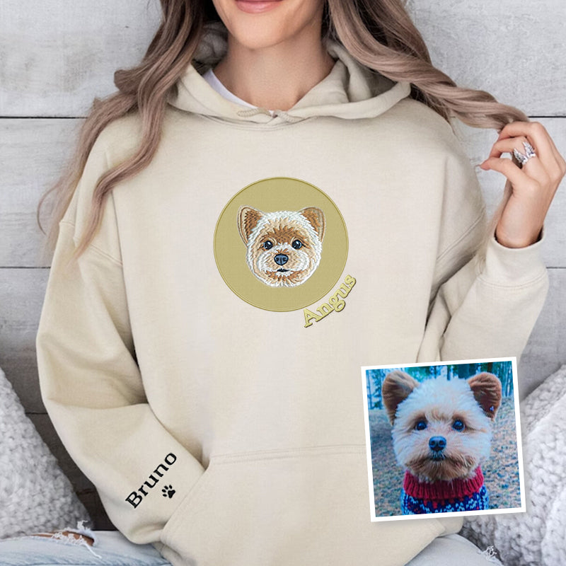 Personalized Pet Embroidered Sweatshirt Custom Pet Portrait Tee Hoodie- Colorful Design