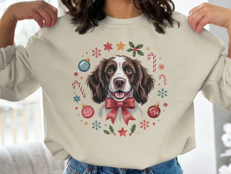 Custom Pet Photo Christmas Festive Vibe Crewneck Sweatshirt Tee