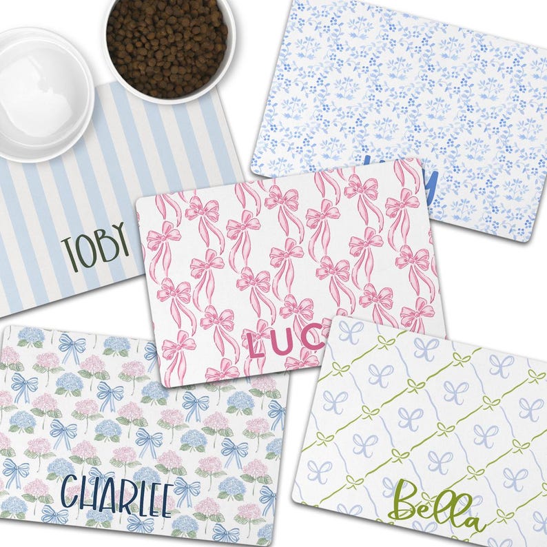 Personalized Dog Bowl Mat With Name Custom Pet Placemat