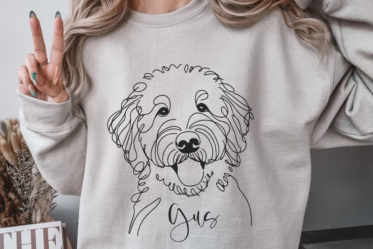 Custom Pet Line Art Sweater for Dog Mom, Minimalist Dog Mom T-Shirt Sweatshirt Hoodie