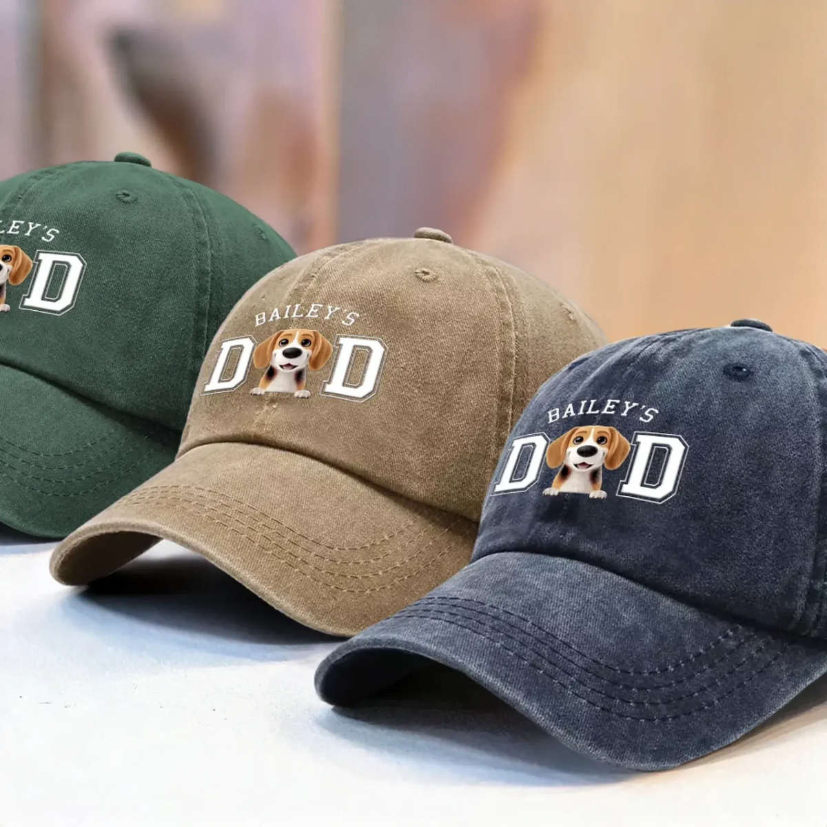 Belongs To The Fluffy One - Dog Personalized Custom Vintage Washed Denim Baseball Cap - Father's Day Gift
