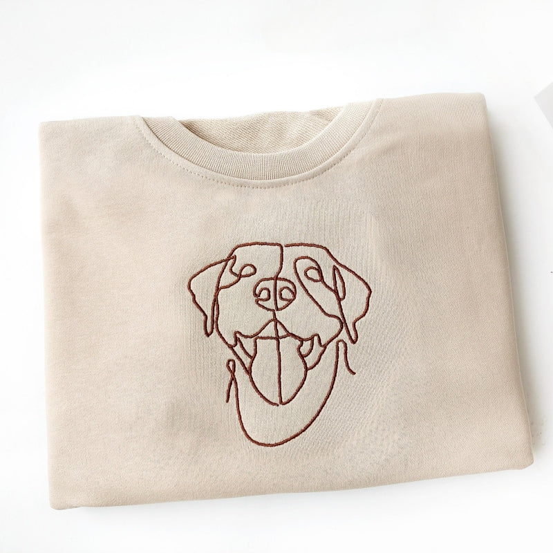 Personalized Pet Embroidered Center Sweatshirt- Stylish Outline Style
