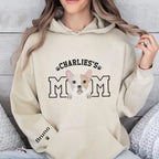Custom Embroidery Portrait Dog Mom/Dog Dad Sweatshirt with Pet Name- Varsity Colorful Design