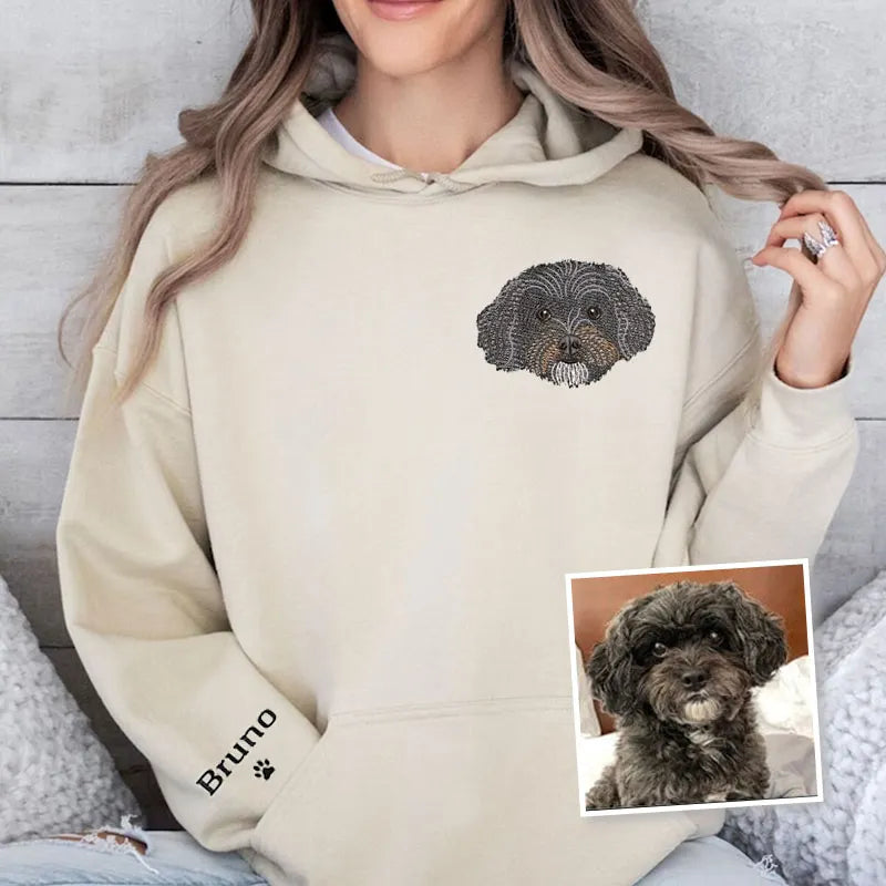 Custom EMBROIDERED Pet Sweatshirt, Pet Face Embroidery T-shirt Hoodie- Colorful Design