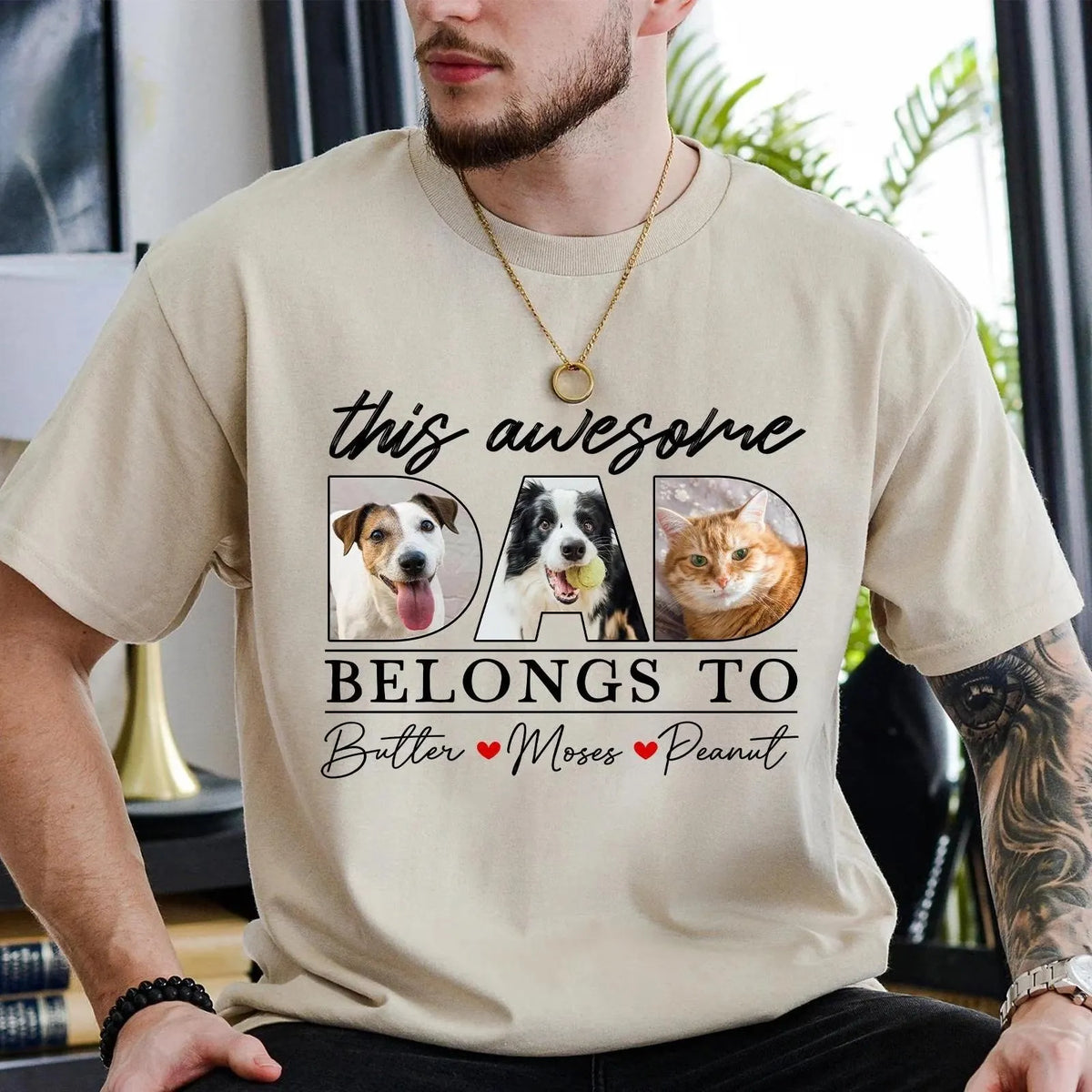 Custom Pet Picture Shirt for Dad, Pet Dad Father's Day Gift