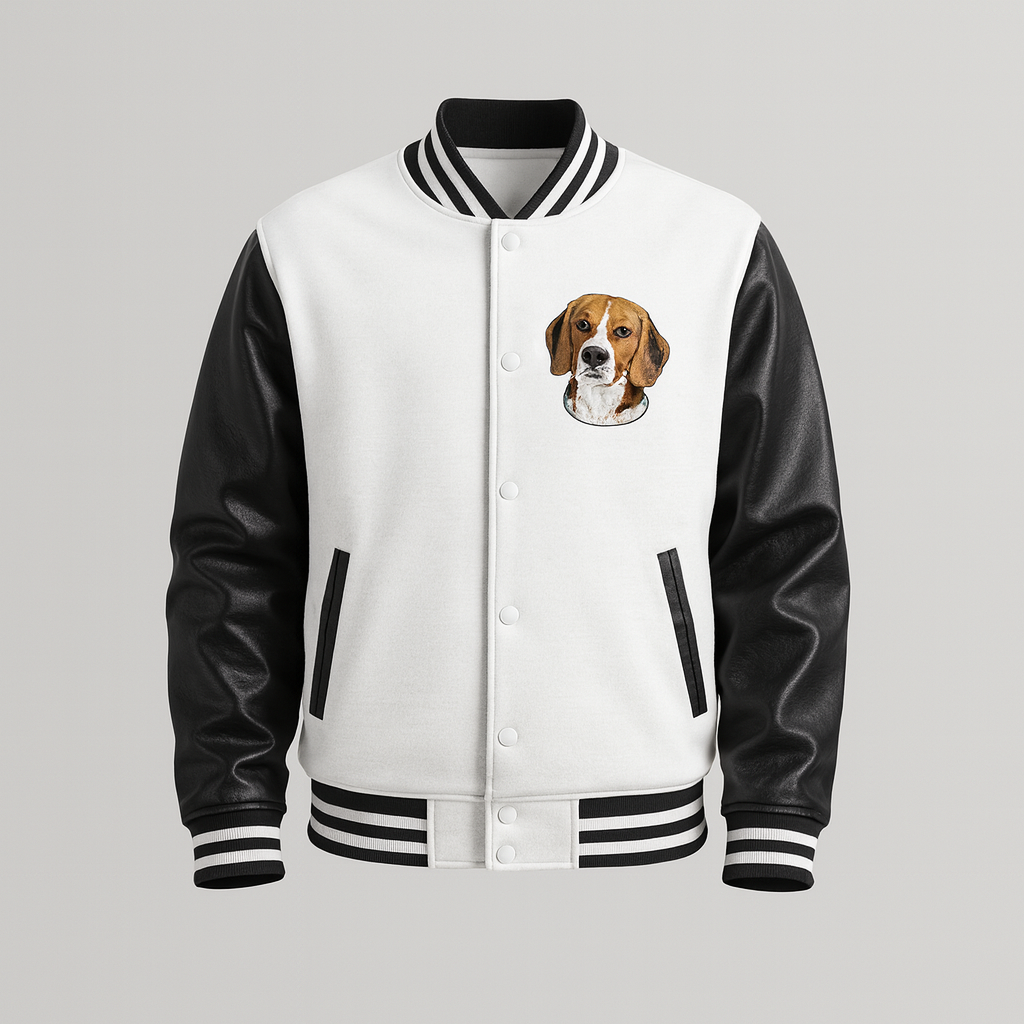 Custom Pet Portrait Varsity Jacket – Letterman Style with Name & Est. Year