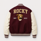 Custom Pet Portrait Varsity Jacket – Letterman Style with Name & Est. Year
