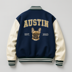 Custom Pet Portrait Varsity Jacket – Letterman Style with Name & Est. Year