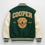 Custom Pet Portrait Varsity Jacket – Letterman Style with Name & Est. Year