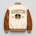 Custom Pet Portrait Varsity Jacket – Letterman Style with Name & Est. Year